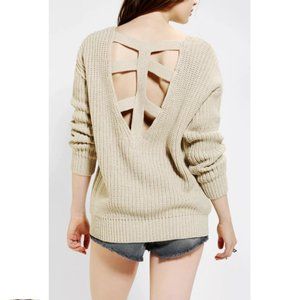 Sparkle & Fade Ivory Cross-Back Sweater Size Small